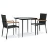 vidaXL Set da Pranzo da Giardino 3 pz Nero in Textilene e Acciaio