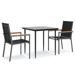 vidaXL Set da Pranzo da Giardino 3 pz Nero in Textilene e Acciaio