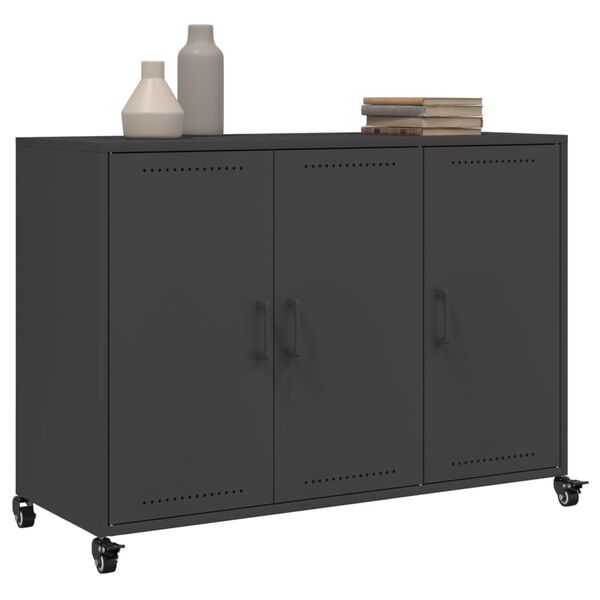 vidaXL Credenza Nera 100,5x39x72 cm in Acciaio