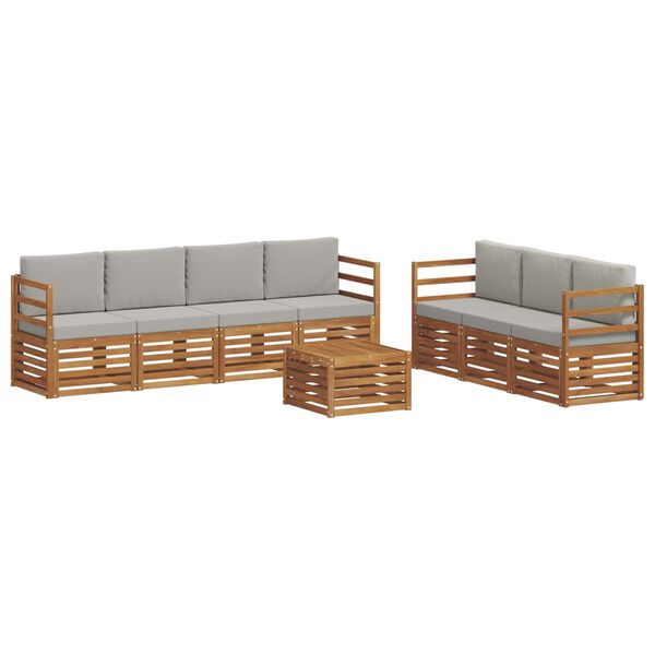 vidaXL Set divani con cuscino 8 pcs Grigio Naturale e Chiaro