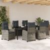 vidaXL Set da Pranzo per Giardino con cuscino 7 pcs Grigio polyrattan