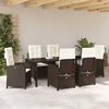vidaXL Set da Pranzo per Giardino con cuscino 7 pcs Marrone polyrattan