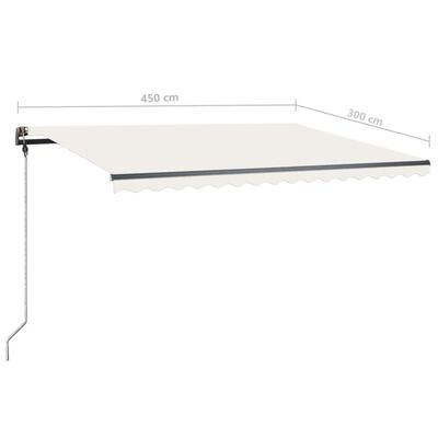vidaXL Tenda da Sole Retrattile Manuale con LED 450x300 cm Crema