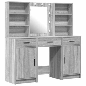 vidaXL Set da tavolo da trucco con LED 3 pz Grigio Sonoma