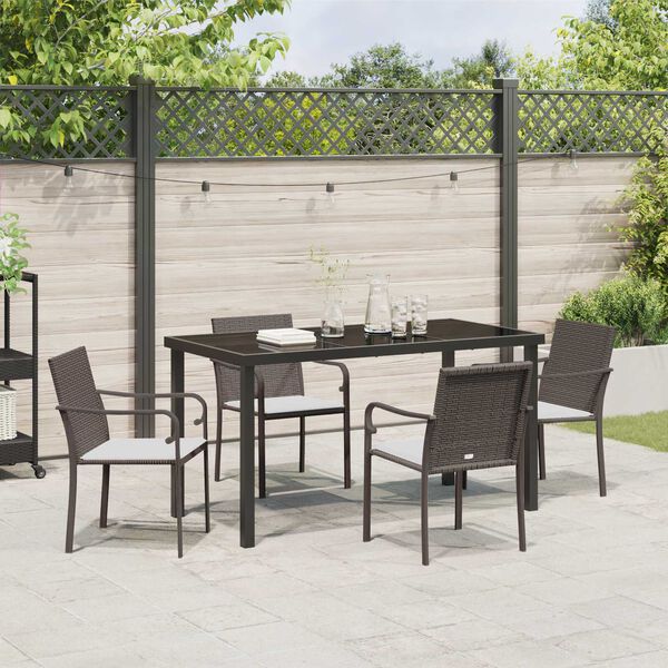 vidaXL Set da Pranzo per Giardino 5 pcs Marrone e Nero Rattan in PE
