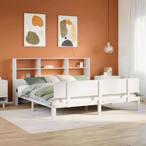 vidaXL Giroletto con Libreria senza Materasso 180x200 cm in Legno Pino