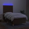 vidaXL Letto a Molle Materasso e LED Marrone Scuro 80x200cm in Tessuto