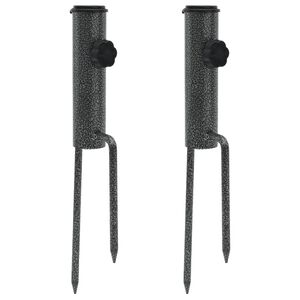vidaXL Supporti Ombrellone con Picchetti 2pz 9x35cm Acciaio Zincato