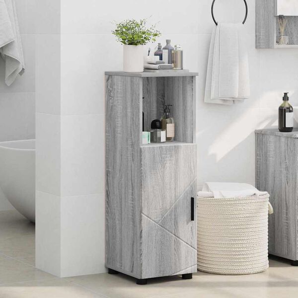 vidaXL Mobile da Bagno con archiviazione Grigio Sonoma 30 x 35 x 95 cm
