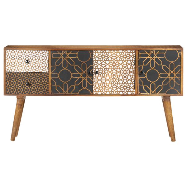 vidaXL Credenza con Motivo Stampato 130x30x70 cm in Massello di Mango