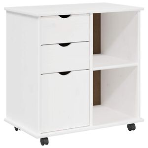 vidaXL Mobile con Ruote 63,5 x 39 x 65,5 cm Legno di Pino Massello