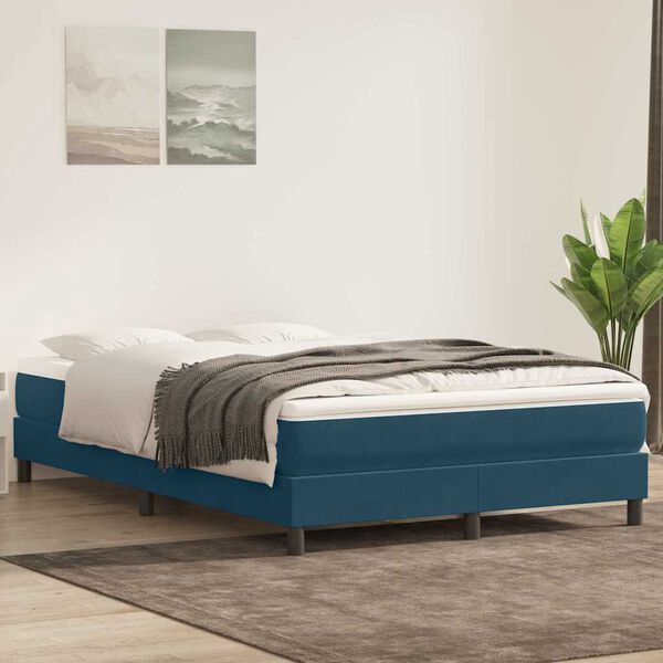 vidaXL Letto a Molle senza Materasso Blu Scuro 140x220 cm Velluto