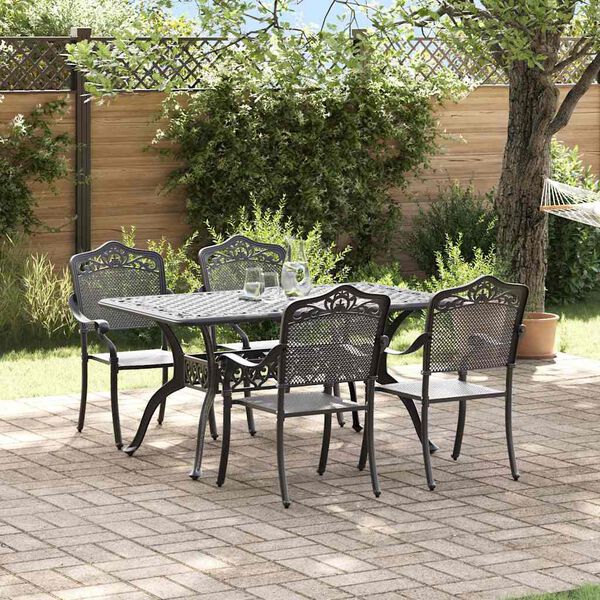 vidaXL Set da Pranzo per Giardino 5 pcs Nero Alluminio
