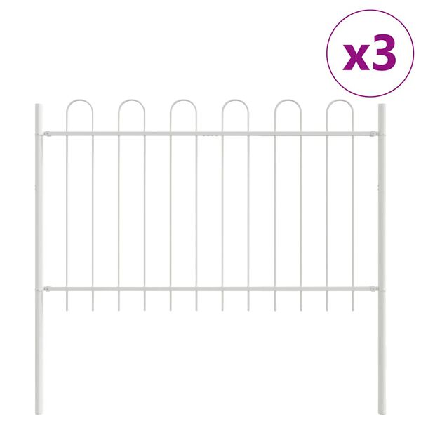 vidaXL Recinzione per Giardino 3 pcs Bianco 5,1 x 1,2 m