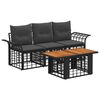 vidaXL Set Divano da Giardino 4 pz Nero e Grigio scuro polyrattan
