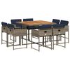 vidaXL Set da pranzo da giardino da 9 pz con Cuscini in Polyrattan Grigio