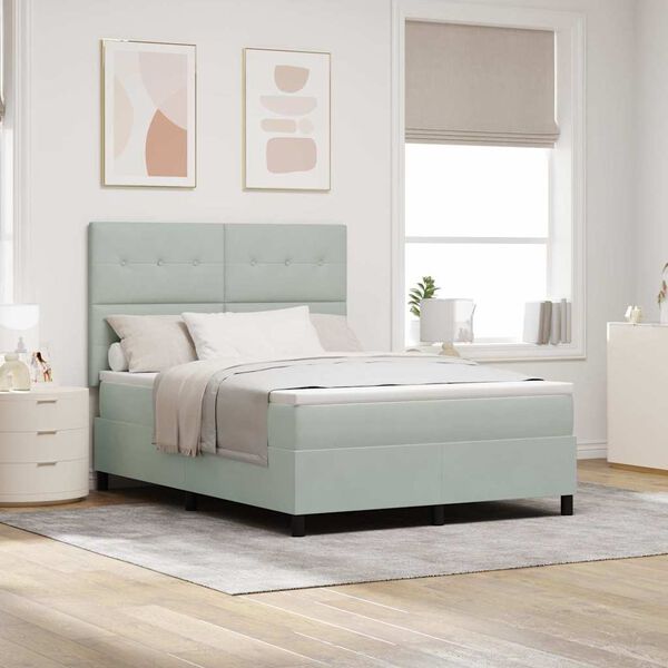 vidaXL Letto a Sorgente LED Grigio chiaro 140 x 200 cm Tessuto