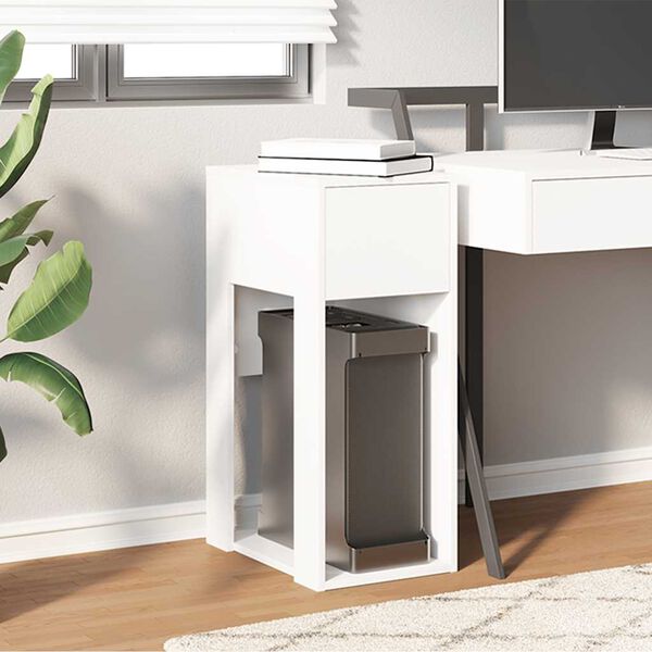 vidaXL Supporto a Torre per Computer con Cassetto Bianco 30x44x74 cm