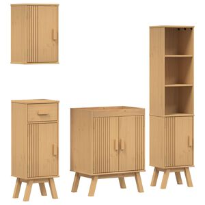 vidaXL Set di mobili per il bagno 4 pcs Marrone Legno massello di pino