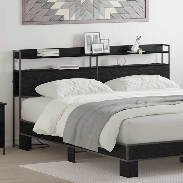 vidaXL Testata contenitore Rovere nero 200 cm Legno multistrato