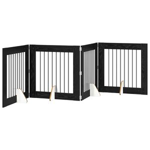 vidaXL Cancello per cani pieghevole con supporti 4 pz Rovere Nero