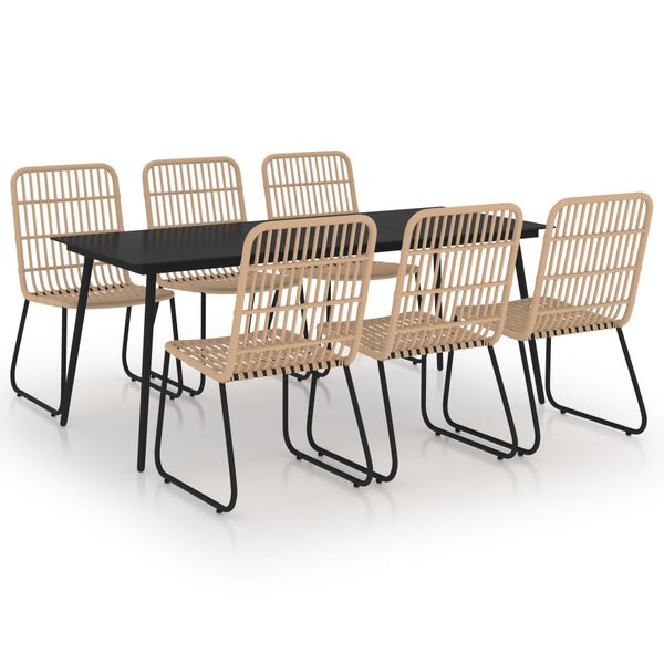 vidaXL Set da Pranzo da Giardino 7 pz in Polyrattan e Vetro