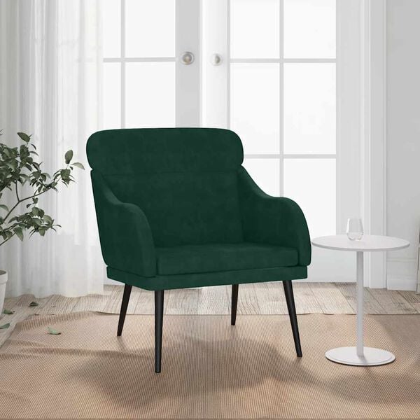 vidaXL Poltrona Verde Scuro 63x76x80 cm Velluto
