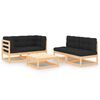vidaXL Set Divani Giardino 6 pz con Cuscini in Legno Massello di Pino