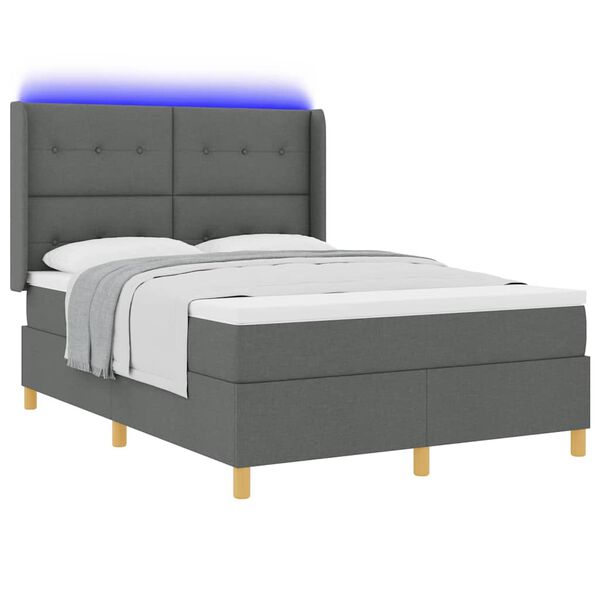 vidaXL Letto a molle con materasso con led Grigio 140 x 190 cm Tessuto