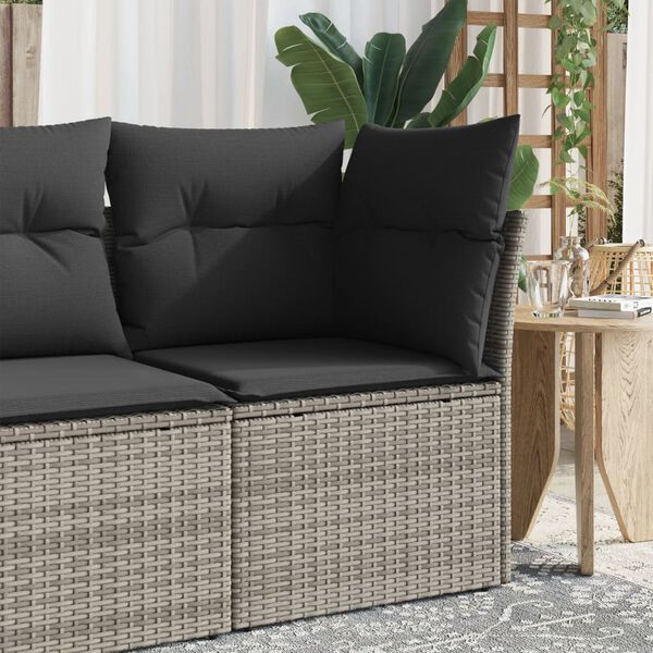 vidaXL Divano Angolare da Giardino con Cuscini Grigio in Polyrattan