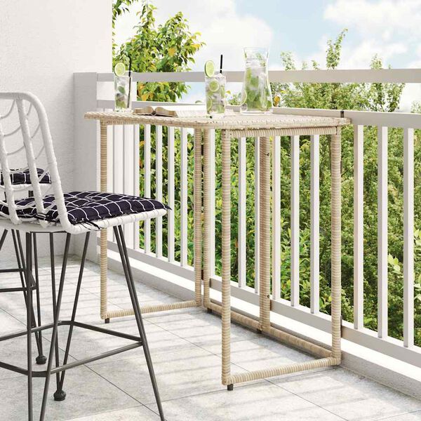 vidaXL Tavolino da Giardino Pieghevole Beige 90x51x75 cm in Polyrattan