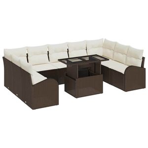 vidaXL Set Divano da Giardino 10 pz Marrone e Crema polyrattan