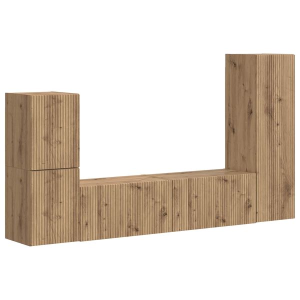 vidaXL Set mobile TV 4 pcs Rovere artigianale Legno multistrato