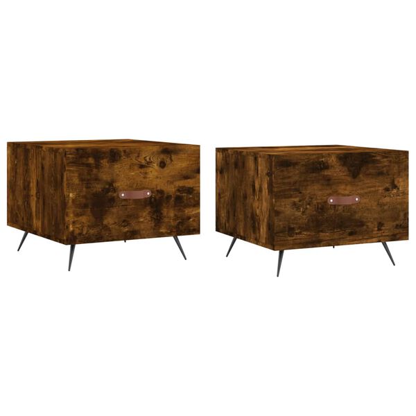 vidaXL Tavolini Salotto 2 pz Rovere Fumo 50x50x40cm Legno Multistrato