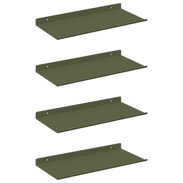 vidaXL Mensola sospesa 4 pcs Verde oliva 40 x 18 x 2,5 cm Acciaio
