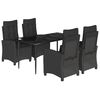 vidaXL Set da Pranzo da Giardino 5 pz Nero con Cuscini in Polyrattan