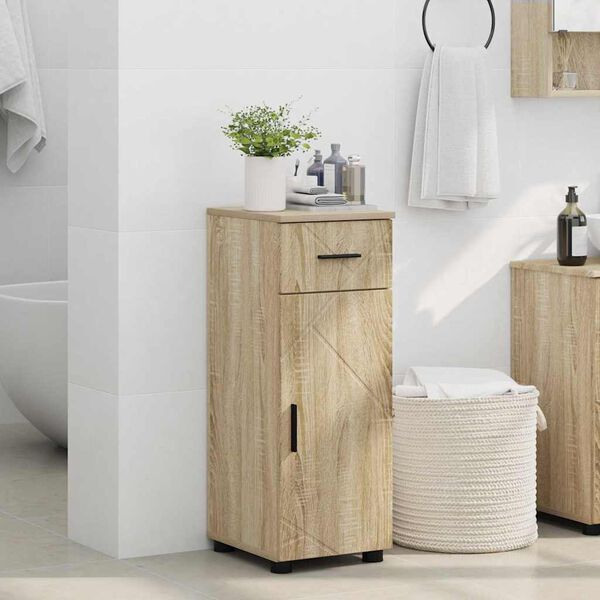 vidaXL Mobile da Bagno con cassetto Rovere Sonoma 30 x 35 x 80 cm