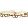 vidaXL Set di divani da esterno 8 pcs Naturale e Crema Poliestere