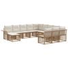 vidaXL Set Divano da Giardino 12 pcs Naturale e Bianco Crema