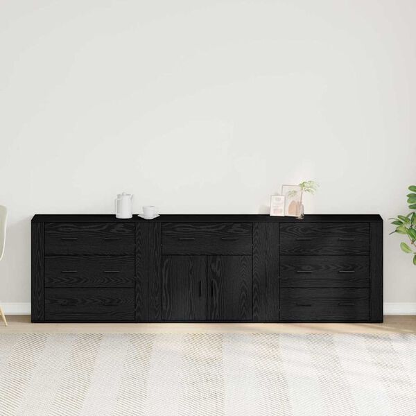 vidaXL Credenza Rovere Nero 240 x 33 x 70 cm Legno multistrato