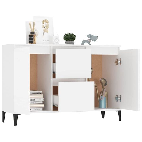 vidaXL Credenza Bianca 102x35x70 cm in Legno Multistrato