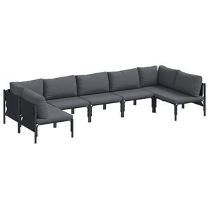 vidaXL Set Divano da Giardino 7 pz Nero Acciaio