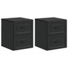 vidaXL Mobiletto da notte a muro 2 pz Nero 34,5 x 33 x 40 cm
