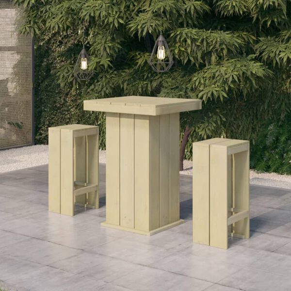 vidaXL Set Bistr&ograve; da Giardino 3 pz in Legno di Pino Impregnato