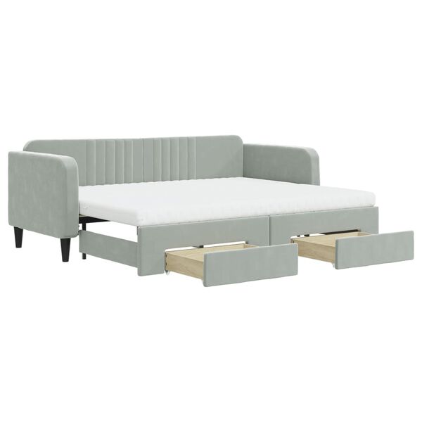 vidaXL Divano Letto Estraibile Cassetti Grigio Chiaro 80x200cm Velluto