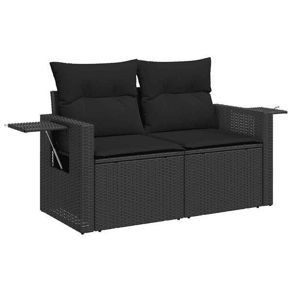 vidaXL Set Divano da Giardino 6 pz con Cuscini Nero Polyrattan Acacia