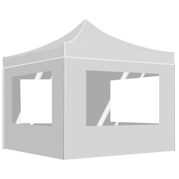 vidaXL Gazebo Pieghevole con Pareti in Alluminio 3x3 m Bianco