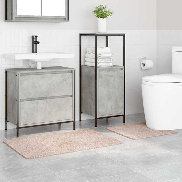 vidaXL Set di tappetini antiscivolo per il bagno 2 pcs Crema PP