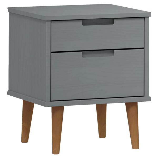 vidaXL Comodino MOLDE Grigio 40x35x48 cm in Legno Massello di Pino