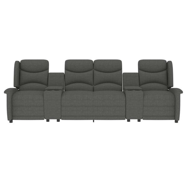 vidaXL Divano Massaggio a 4 Posti con Portabicchieri Grigio Chiaro